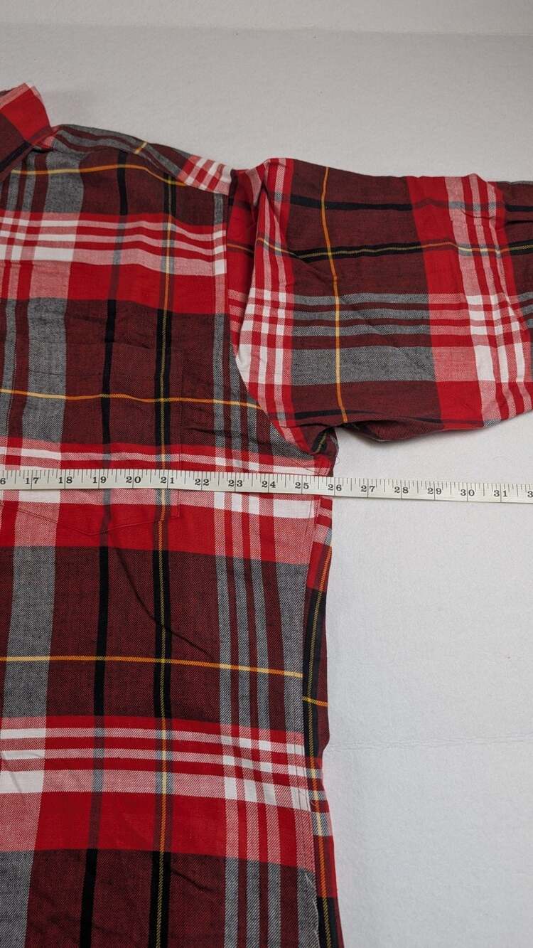 Ruff Hewn Red and Gray Plaid Long Sleeve Button-Up Shirt - Picture 5 of 6